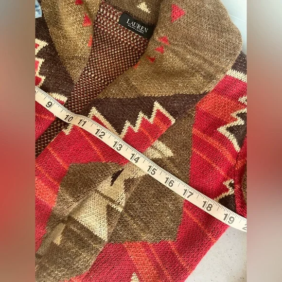 Lauren Ralph Lauren Red and Brown Patterned Cardigan - Picture 13 of 16